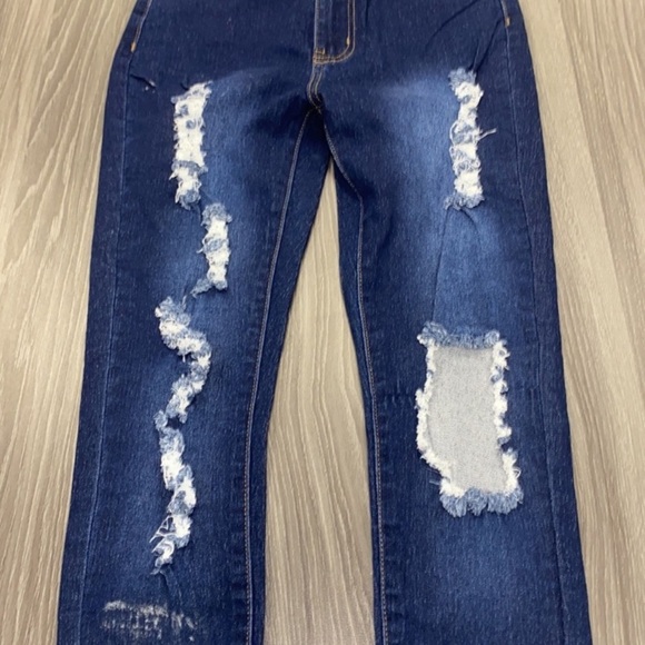 Fashion Nova Teenage Fever Blue Jeans Distressed Ripped Denim Pants Size… - Picture 11 of 15